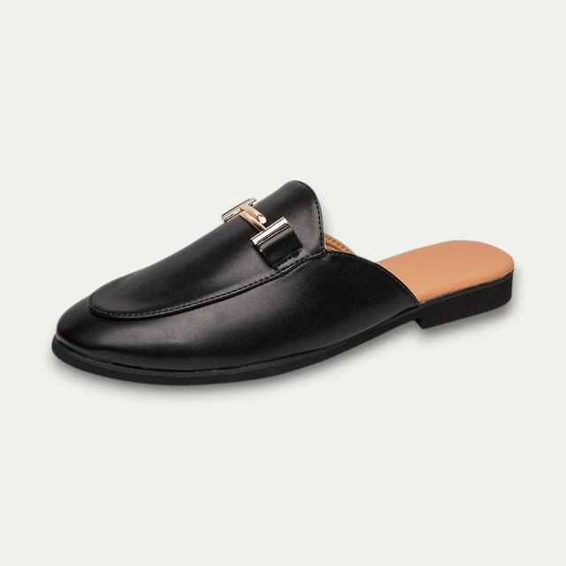 Men Old Money Brogue Mule Loafers Leather Slip On
