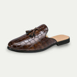Men Old Money Leather Tassel Loafers Summer Mules Shoes