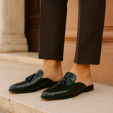 Men Old Money Leather Tassel Loafers Summer Mules Shoes