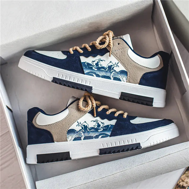 Wave Custom Trainers Evan – Men's Trainers – Stylish Colourblock Design with Wave Pattern