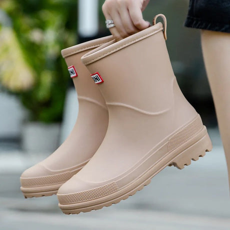 Mid-Cut Waterproof Rain Boots for Women – Stylish & Functional