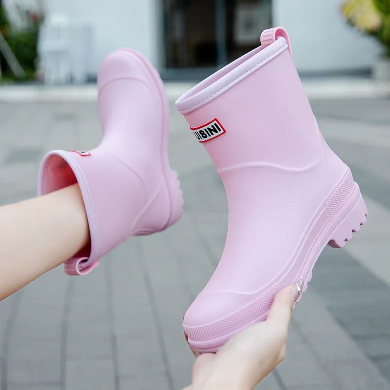 Mid-Cut Waterproof Rain Boots for Women – Stylish & Functional