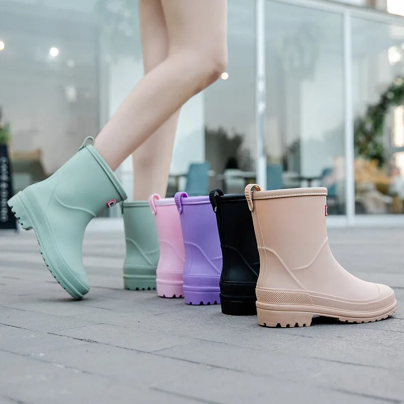 Mid-Cut Waterproof Rain Boots for Women – Stylish & Functional