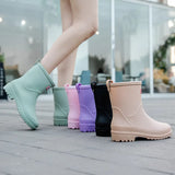 Mid-Cut Waterproof Rain Boots for Women – Stylish & Functional