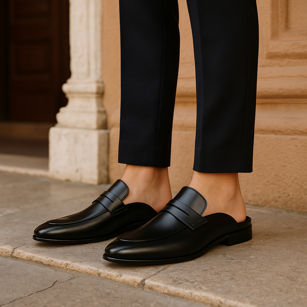 Old Money Men Leather Mules Loafers Soft Sole