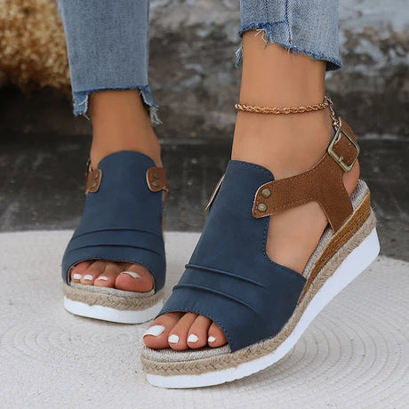 Open Toe Black Wedge Sandals for Women – Stylish & Comfortable