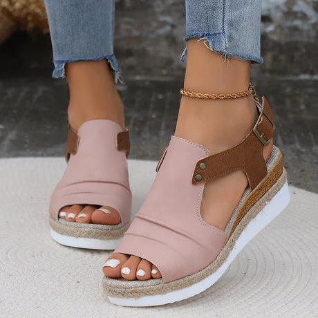 Open Toe Black Wedge Sandals for Women – Stylish & Comfortable