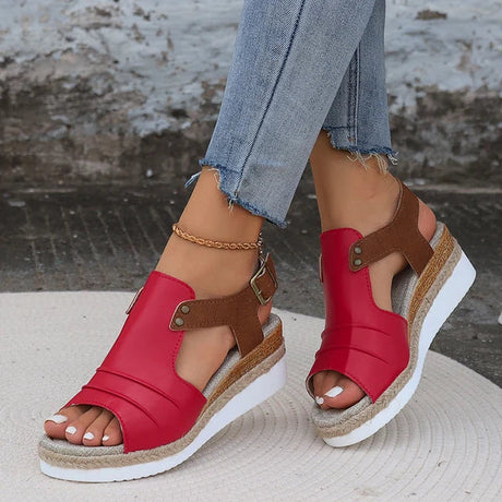 Open Toe Black Wedge Sandals for Women – Stylish & Comfortable