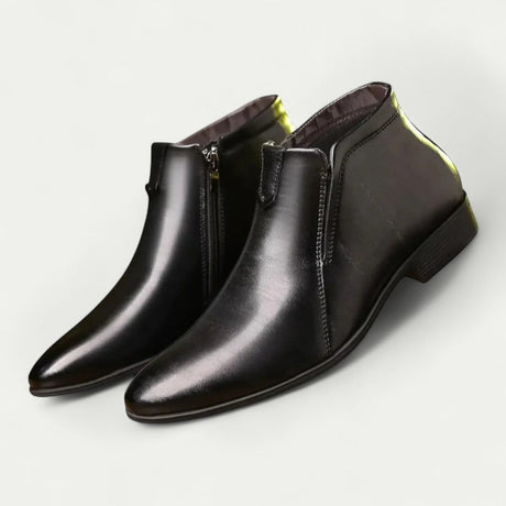 Orthopedic Leather Ankle Boots with Zip for Smart Casual Wear