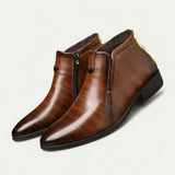 Orthopedic Leather Ankle Boots with Zip for Smart Casual Wear