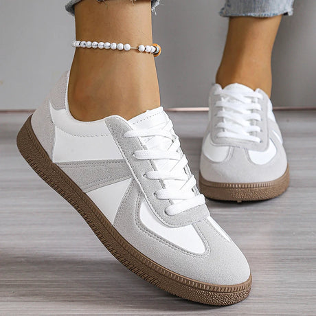 Patchwork Flat Heel Sneakers for Women – Comfortable & Stylish Casual Footwear 0