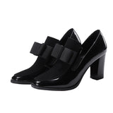 Patent Leather High Heel Shoes for Women – Comfortable & Elegant Bow Design