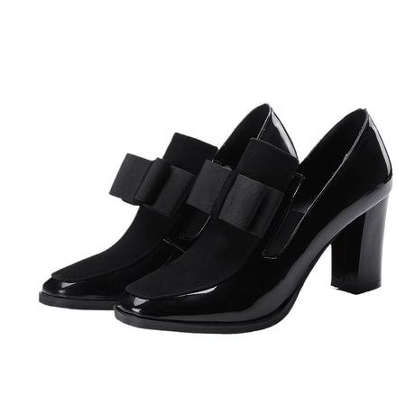 Patent Leather High Heel Shoes for Women – Comfortable & Elegant Bow Design