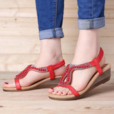 Pearl Rhinestone Wedge Sandals for Women – Elegant & Comfortable Wedge Heels