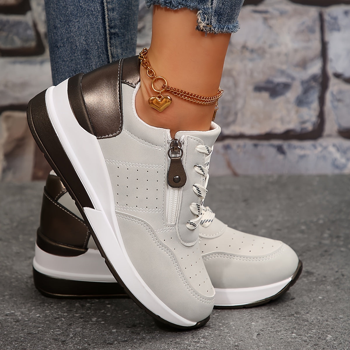 Perforated Low-Top Sneakers for Women – Stylish & Comfortable