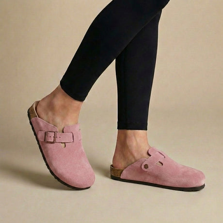 Suede Clogs for Women – Adjustable Strap & All-Day Support
