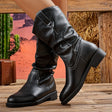 Pleated V-Cut Cowboy Boots for Women – Stylish & Comfortable