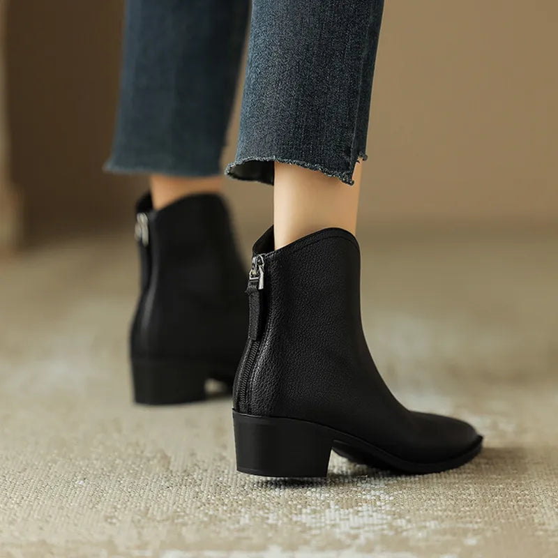 Pointed-Toe Black Ankle Boots for Women – Chic & Versatile Style