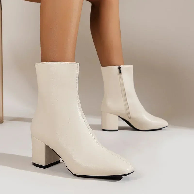 Pointed Toe Black Ankle Boots for Women – Elegant & Versatile Style