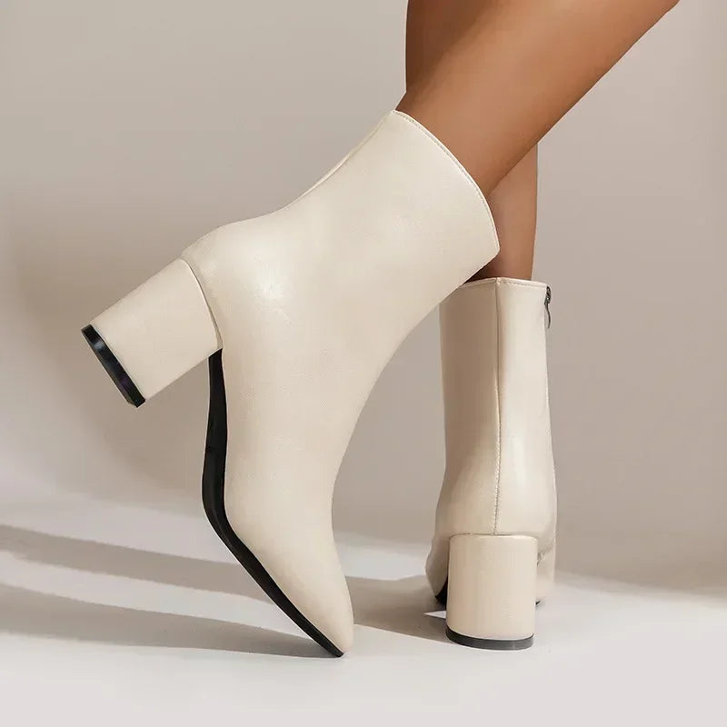 Pointed Toe Black Ankle Boots for Women – Elegant & Versatile Style