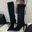 Pointed Toe Black Knee High Boots for Women – Chic & Stylish