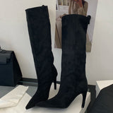 Pointed Toe Black Knee High Boots for Women – Chic & Stylish