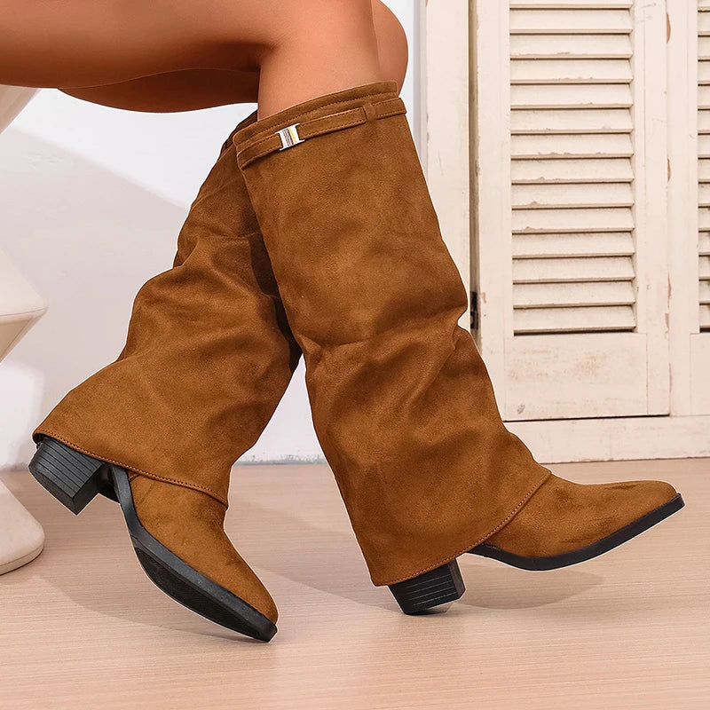 Pointed Toe Knee High Boots for Women – Stylish & Comfortable Black Design