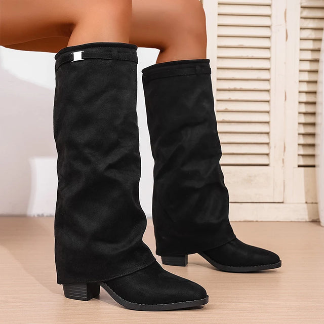 Pointed Toe Knee High Boots for Women – Stylish & Comfortable Black Design