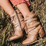Retro Belt Buckle Boots for Women – Stylish & Comfortable