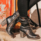 Retro Belt Buckle Boots for Women – Stylish & Comfortable