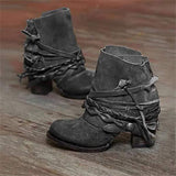 Retro Cowboy Ankle Boots for Women – Chic High Heel Style