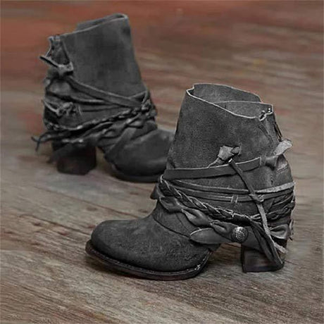 Retro Cowboy Ankle Boots for Women – Chic High Heel Style