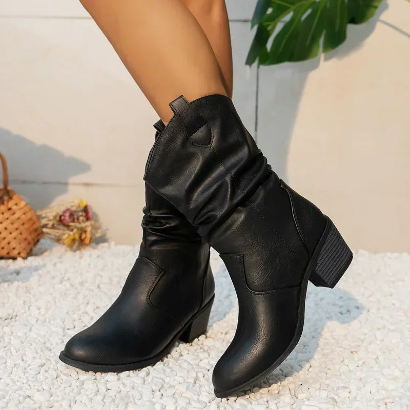 Retro Pointed Toe Cowboy Boots for Women – Stylish & Comfortable Western Fashion