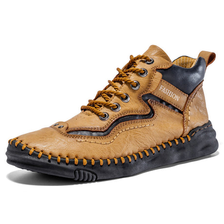 Retro Leather Mid-Top Boots for Men – Stylish & Durable Design 0