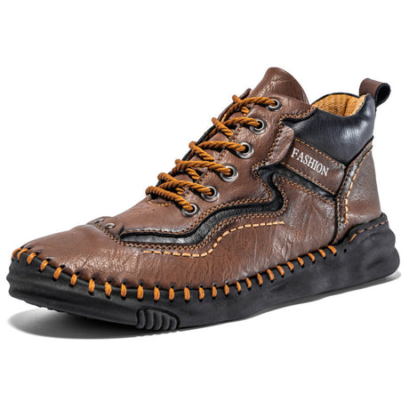 Retro Leather Mid-Top Boots for Men – Stylish & Durable Design 2