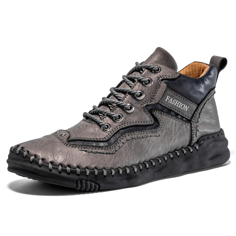 Retro Leather Mid-Top Boots for Men – Stylish & Durable Design 3