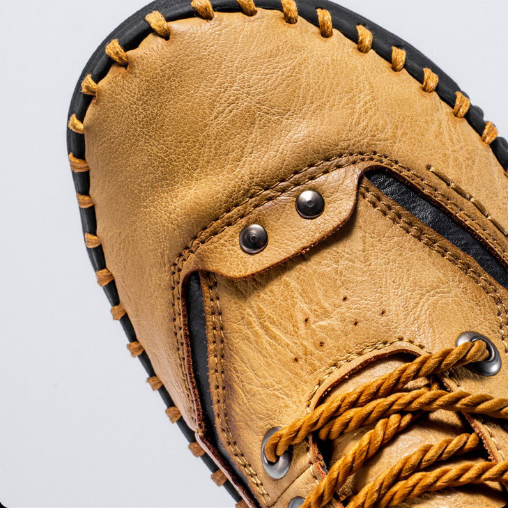 Retro Leather Mid-Top Boots for Men – Stylish & Durable Design 7