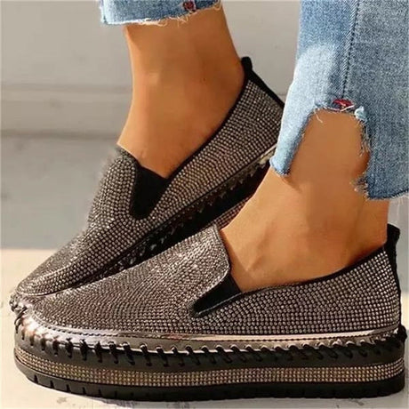 Rhinestone Slip-On Sneakers for Women – Casual & Glamorous Style