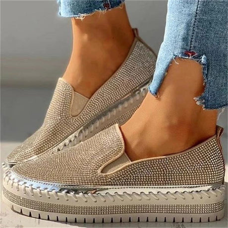 Rhinestone Slip-On Sneakers for Women – Casual & Glamorous Style