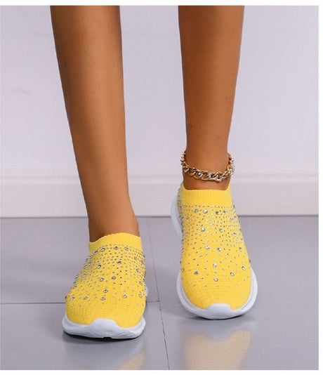 Rhinestone Slip-On Sneakers for Women – Chic & Comfortable Casual Footwear