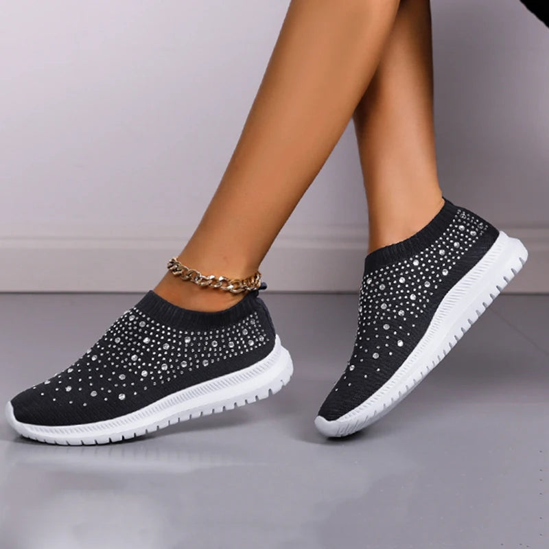 Rhinestone Slip-On Sneakers for Women – Chic & Comfortable Casual Footwear