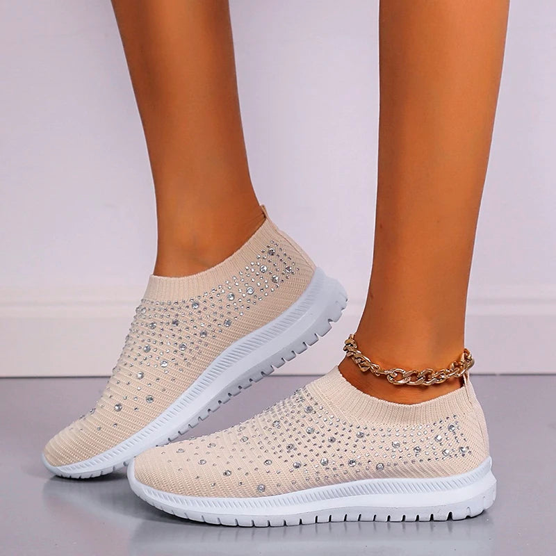 Rhinestone Slip-On Sneakers for Women – Chic & Comfortable Casual Footwear
