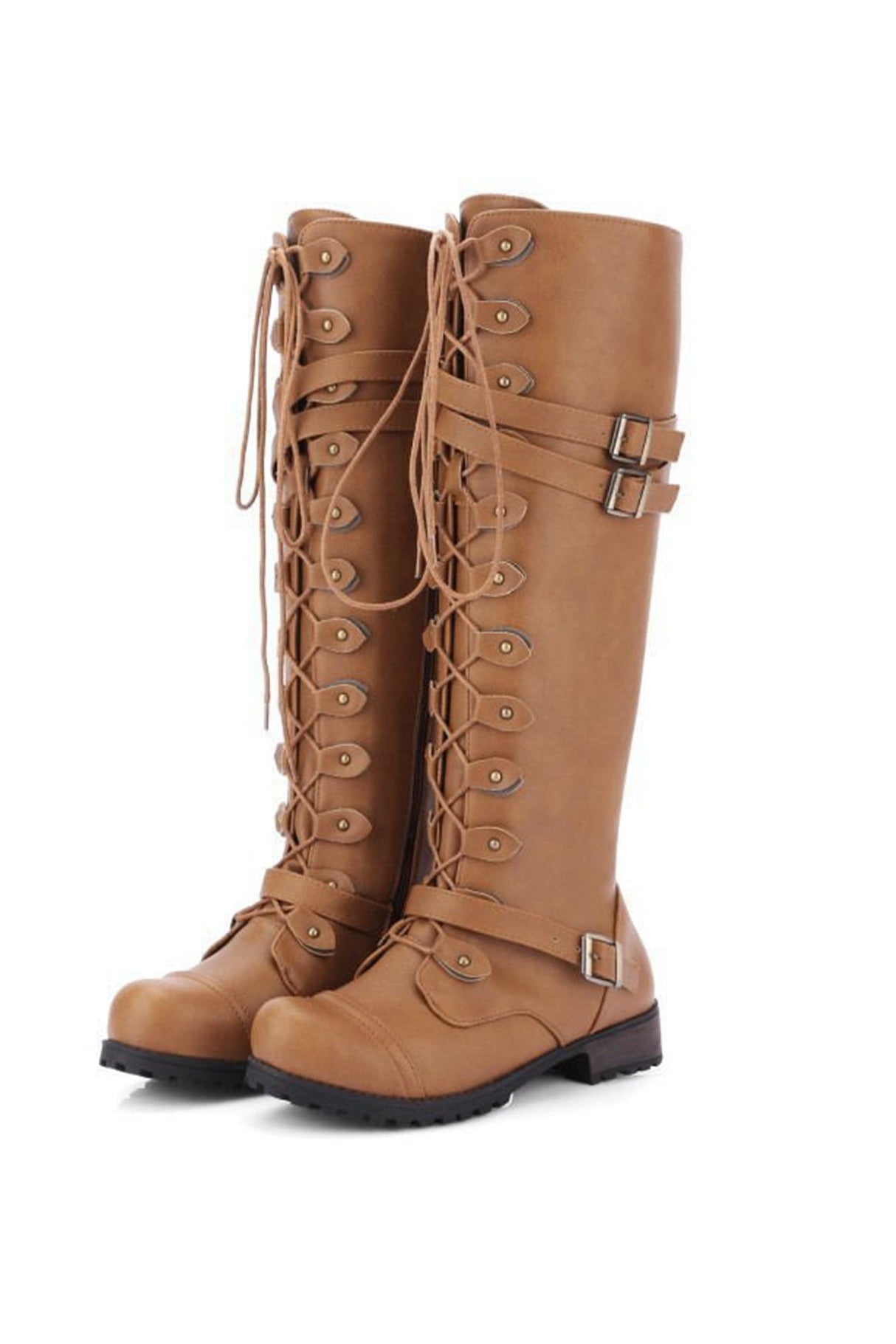 Rivet Belt Buckle Knight Boots for Women – Bold & Edgy Style