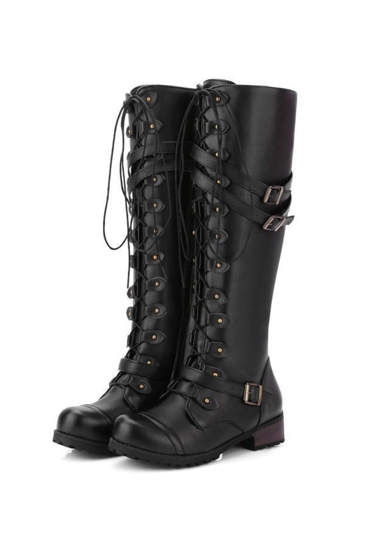 Rivet Belt Buckle Knight Boots for Women – Bold & Edgy Style