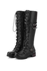 Rivet Belt Buckle Knight Boots for Women – Bold & Edgy Style