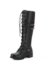 Rivet Belt Buckle Knight Boots for Women – Bold & Edgy Style