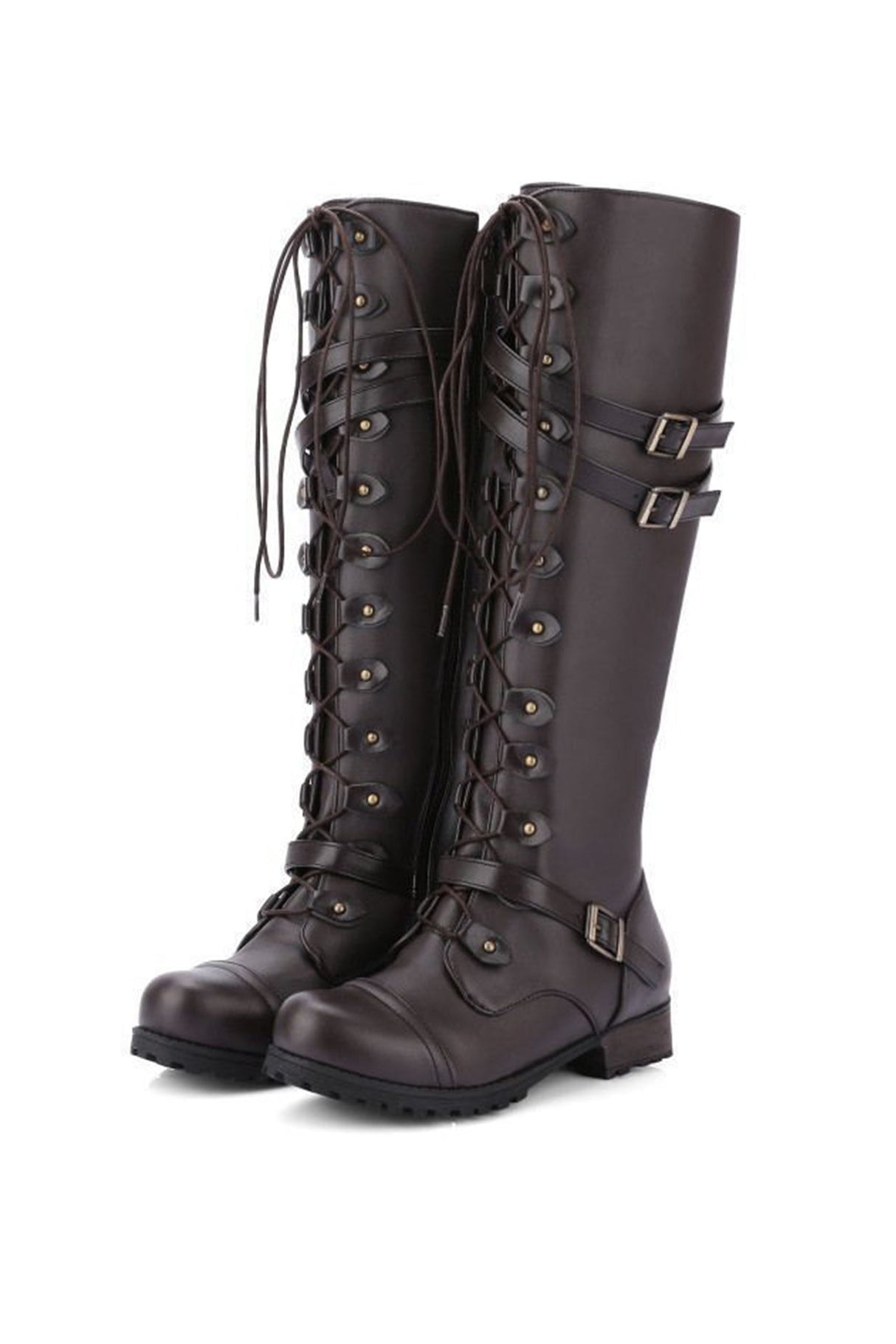Rivet Belt Buckle Knight Boots for Women – Bold & Edgy Style