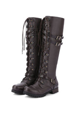 Rivet Belt Buckle Knight Boots for Women – Bold & Edgy Style