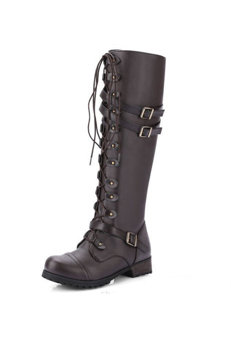 Rivet Belt Buckle Knight Boots for Women – Bold & Edgy Style