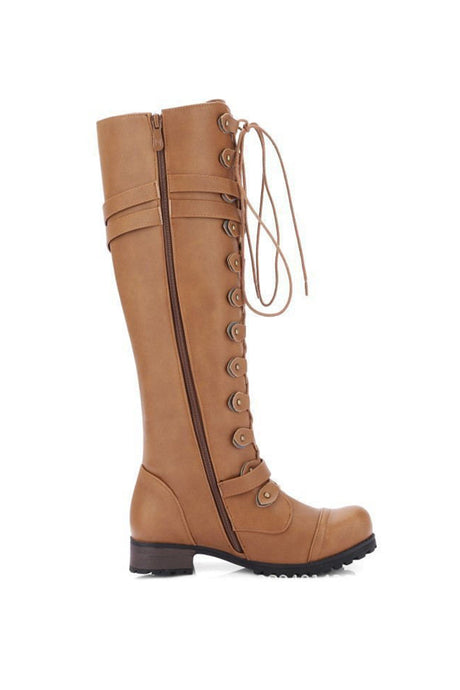Rivet Belt Buckle Knight Boots for Women – Bold & Edgy Style